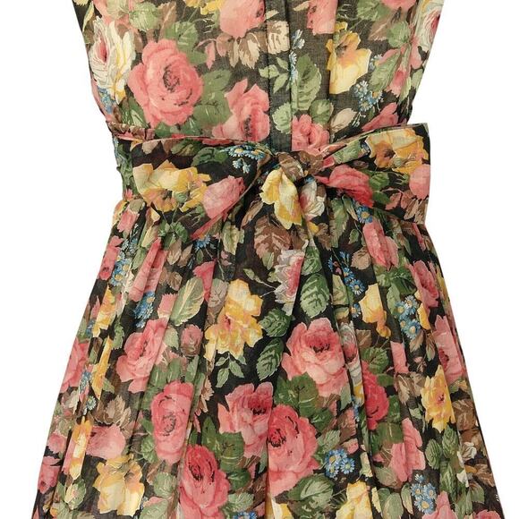 Gunne Sax Black Floral Corset Maxi Dress Size 13 Vintage 70s Prairie Roses Lace - Picture 10 of 15